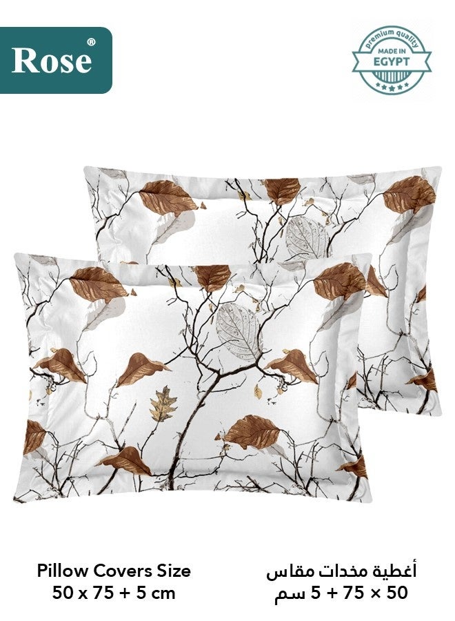 Rose Floral Comforter Set, High Quality Microfiber, 6 Pieces, Fits 200x200 cm Double Size Bed, Soft Cooling Breathable, Stylish Printed Elegance, King Size Comforter, Brown Leafs - Image 5