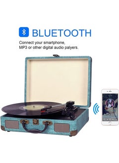 LENND Vinyl Record Player Turntable, with Built-in Bluetooth Receiver & 2 Stereo Speakers- 3 Speed 3 Size All-in-one Suitcase Record Player for Entertainment and Home Decoration- Auxiliary  - Image 2