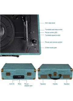 LENND Vinyl Record Player Turntable, with Built-in Bluetooth Receiver & 2 Stereo Speakers- 3 Speed 3 Size All-in-one Suitcase Record Player for Entertainment and Home Decoration- Auxiliary  - Image 4