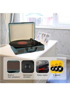 LENND Vinyl Record Player Turntable, with Built-in Bluetooth Receiver & 2 Stereo Speakers- 3 Speed 3 Size All-in-one Suitcase Record Player for Entertainment and Home Decoration- Auxiliary  - Image 5