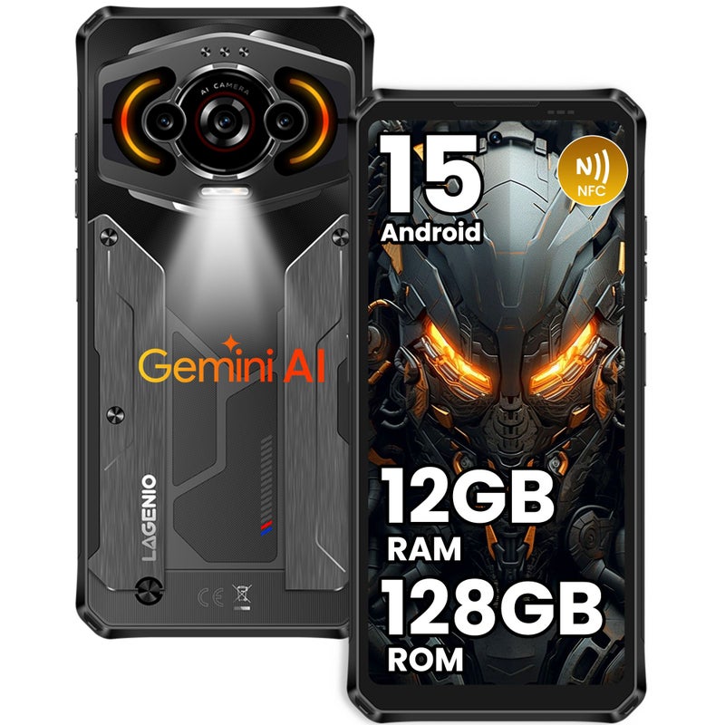 لاجينيو هاتف ذكي Lagenio Panther 1 Smartphone, Android 15, 4GB + 128GB, 13MP, 5150mAh, 18W, 6.7-inch HD Ultra-Thin 4G Phone with Nfc, Black - Image 2