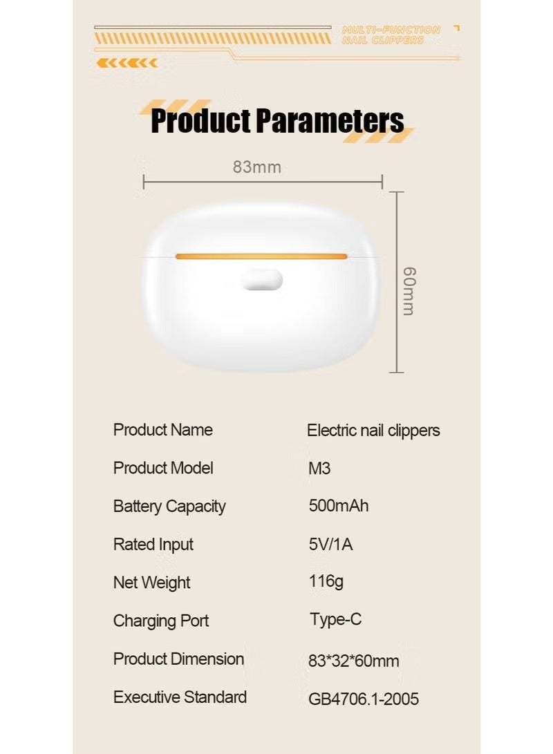 متجر سهل مقص أظافر كهربائي للأطفال، أداة تشذيب أوتوماتيكية 2 في 1 مع ضوء LED، قابل لإعادة الشحن ببطارية 400 مللي أمبير، منخفض الضوضاء، مزود بجامع للشوائب، مناسب للأطفال وكبار السن وجميع أفراد العائلة - Image 2