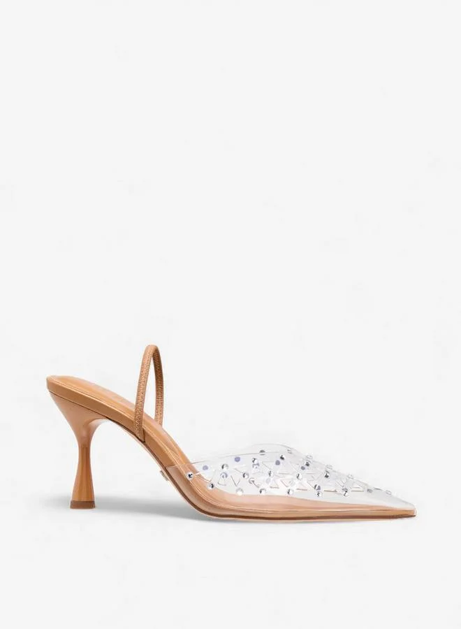 Celeste Beige Women Embellished Stiletto Heel Slingback Shoes for Women | Best Price UAE