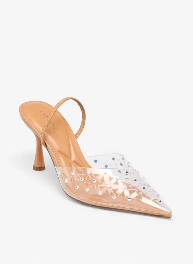 Celeste Women Embellished Stiletto Heel Slingback Shoes