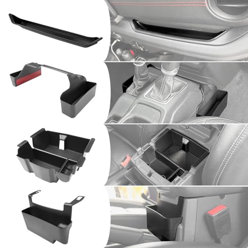 Utiiy Center Console Organizer for 2024 2025 Jeep Wrangler JL JLU 4XE/Gladiator JT Gear Shift Console Side Tray GrabTray Passenger Hanging Armrest Storage Box for Wrangler&Gladiator(24+ 4-piece) - Image 1