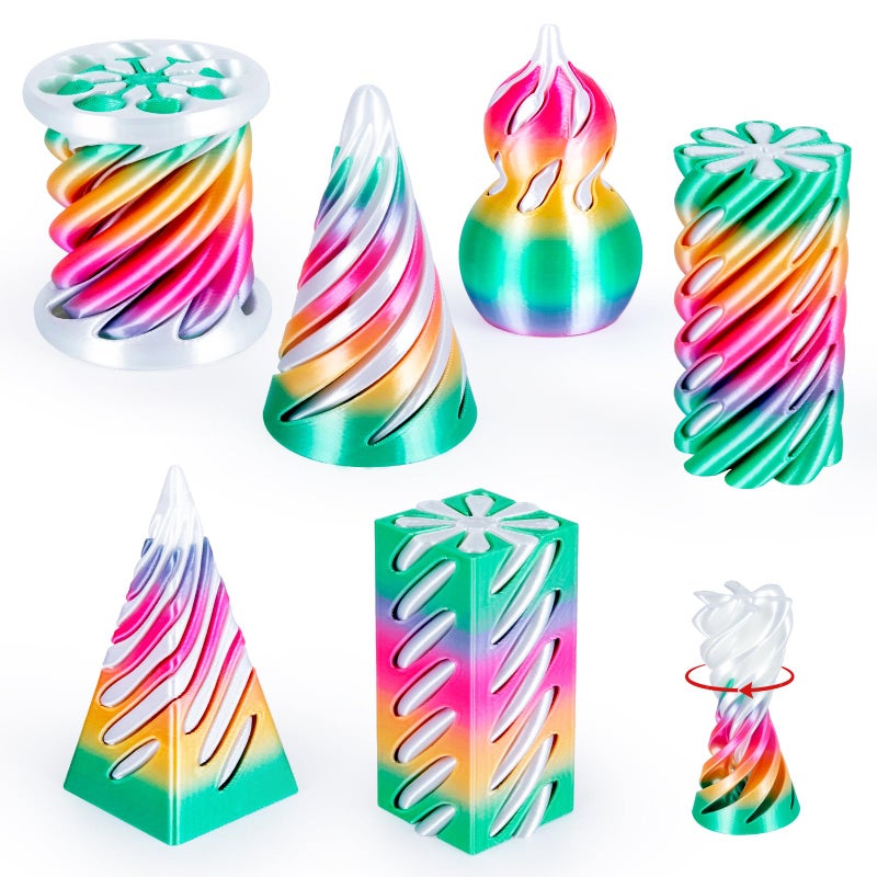 3Dgenius 6 Pack Spiral Cone Fidget Toys 3D Printed Spiral Fidget Toys Impossible Cone 3D Printed Fidgets Impossible Pyramid Passthrough 3D Printed Toys for Adults Kids for Anxiety Relaxing Pack3 - Image 3
