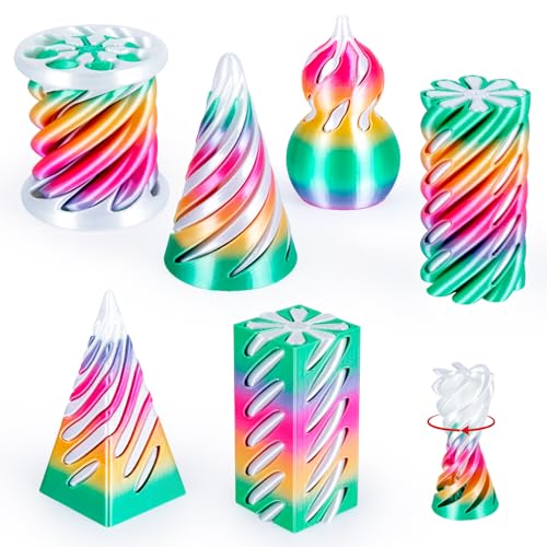 3Dgenius 6 Pack Spiral Cone Fidget Toys 3D Printed Spiral Fidget Toys Impossible Cone 3D Printed Fidgets Impossible Pyramid Passthrough 3D Printed Toys for Adults Kids for Anxiety Relaxing Pack3 - Image 1