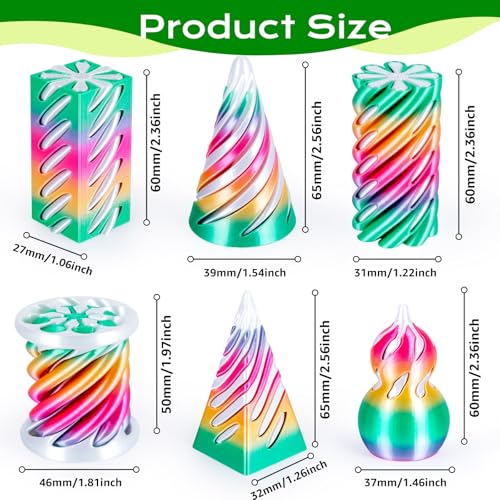 3Dgenius 6 Pack Spiral Cone Fidget Toys 3D Printed Spiral Fidget Toys Impossible Cone 3D Printed Fidgets Impossible Pyramid Passthrough 3D Printed Toys for Adults Kids for Anxiety Relaxing Pack3 - Image 5