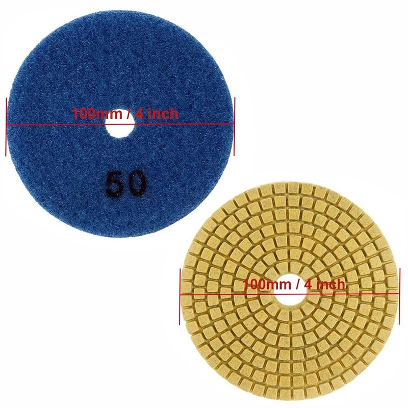 Luomorgo 4 inch Grit 50 Diamond Wet Dry Polishing Sanding Grinding Pads (10+1) pcs - Image 2