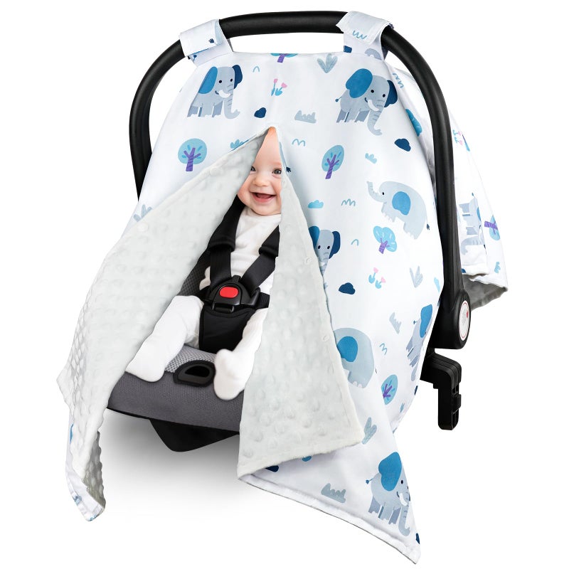 Metplus 2 in 1 Baby Car Seat Cover Car Seat Canopy for Babies Mom Multiuse Nursing Cover Minky Baby Carrier Covers Newborn Boy Girl Peekaboo Opening - Image 2