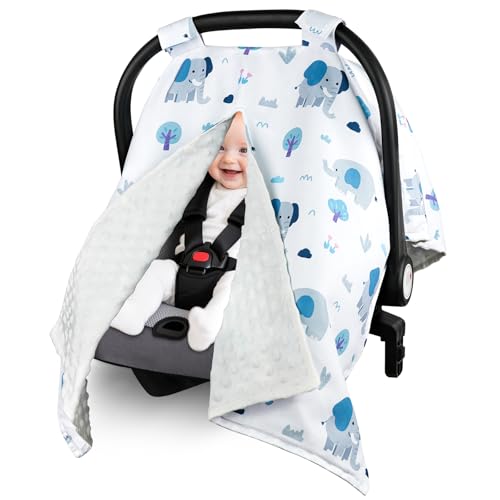Metplus 2 in 1 Baby Car Seat Cover Car Seat Canopy for Babies Mom Multiuse Nursing Cover Minky Baby Carrier Covers Newborn Boy Girl Peekaboo Opening - Image 1