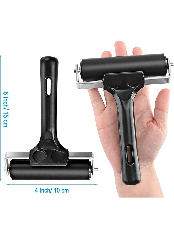 Rubber Brayer Roller, Black Printing Ink Rubber Brayer Roller Paint Brush Black Ink Applicator Art Craft Oil Painting Tool for Printmaking Anti Skid Tape Construction - Image 2