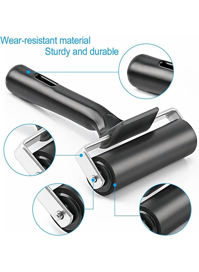 Rubber Brayer Roller, Black Printing Ink Rubber Brayer Roller Paint Brush Black Ink Applicator Art Craft Oil Painting Tool for Printmaking Anti Skid Tape Construction - Image 3