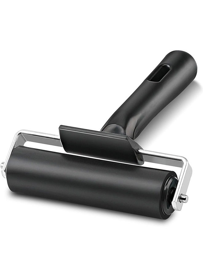Rubber Brayer Roller, Black Printing Ink Rubber Brayer Roller Paint Brush Black Ink Applicator Art Craft Oil Painting Tool for Printmaking Anti Skid Tape Construction - Image 1