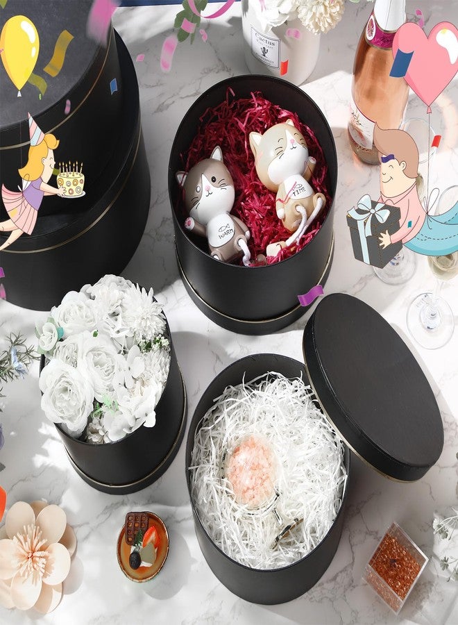 Harloon 5 Pcs Large Round Gift Boxes with Lids Valentine‘s Day Flower Assorted Size Nesting Gift Boxes Cardboard Floral for Arrangements Birthday Bridesmaid Wedding Party Favor(Black) - Image 3