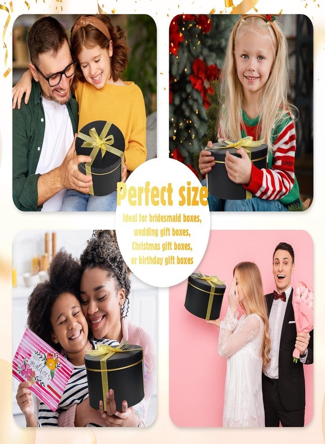 Harloon 5 Pcs Large Round Gift Boxes with Lids Valentine‘s Day Flower Assorted Size Nesting Gift Boxes Cardboard Floral for Arrangements Birthday Bridesmaid Wedding Party Favor(Black) - Image 5