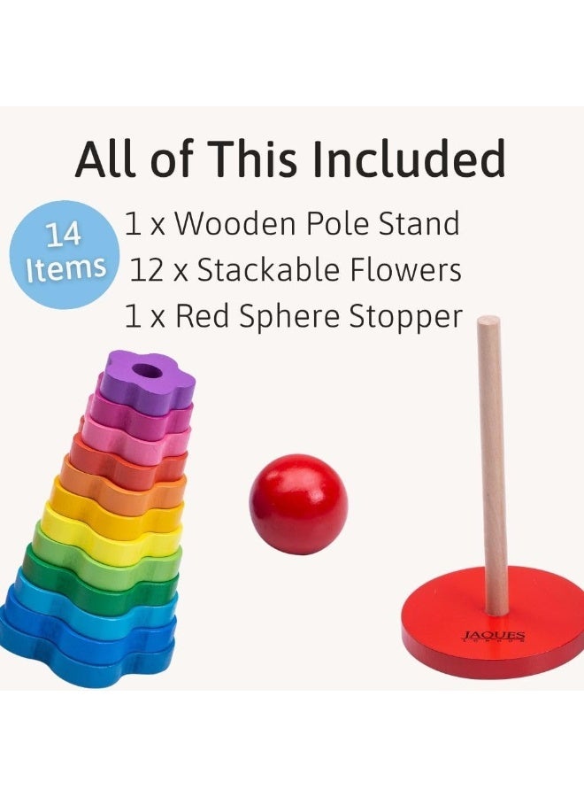 حلقات  قوس  قزح قابلة للتكديس | حلقات أطفال قابلة للتكديس | ألعاب خشبية للأولاد والبنات من عمر سنة إلى ثلاث سنوات | ألعاب خشبية تعليمية قابلة للتكديس - Image 3