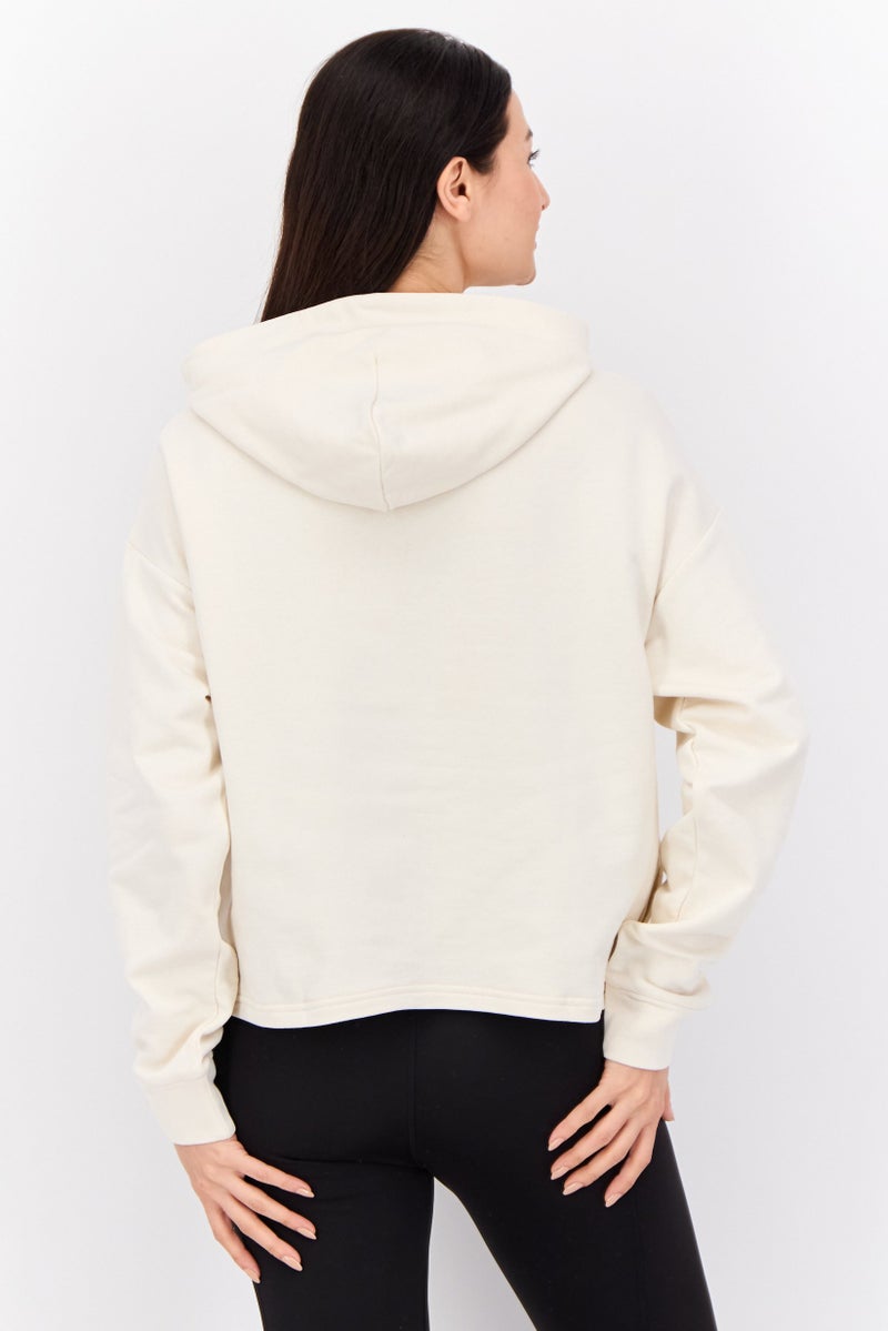 PUMA Women Relaxed Fit Brand Logo Long Sleeves Outdoor Sweatshirt, Cream  - Image 3