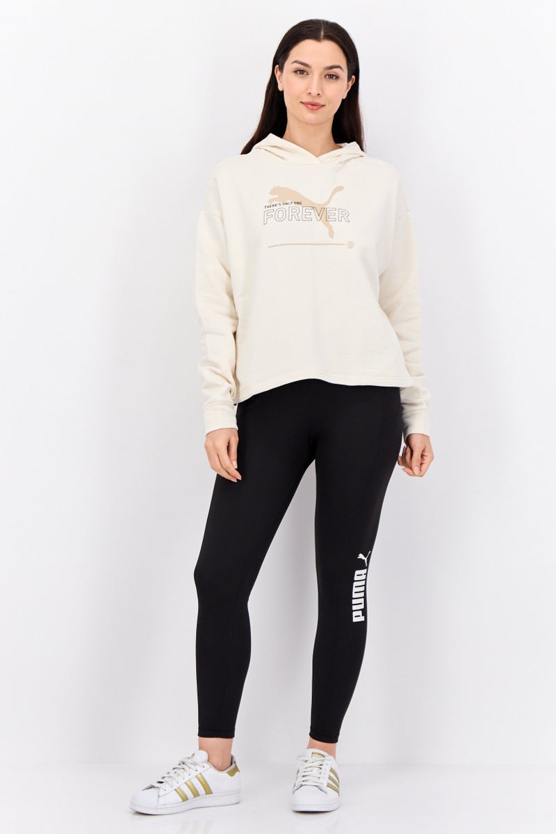 PUMA Women Relaxed Fit Brand Logo Long Sleeves Outdoor Sweatshirt, Cream  - Image 4