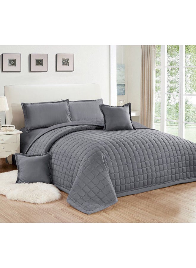 مون طقم لحاف مبطن مضغوط مكون من 6 قطع microfiber رمادي - Image 2