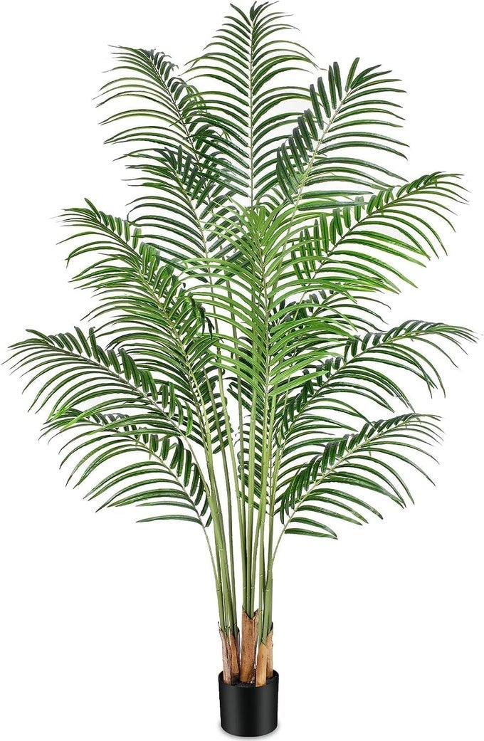 FOX FERN Areca Palm Artificial Tree with Basic Pot Lifelike Faux Plant Suitable for Indoor and Outdoor Decor Pack of 1 Ht 4 Feet GAJW3478