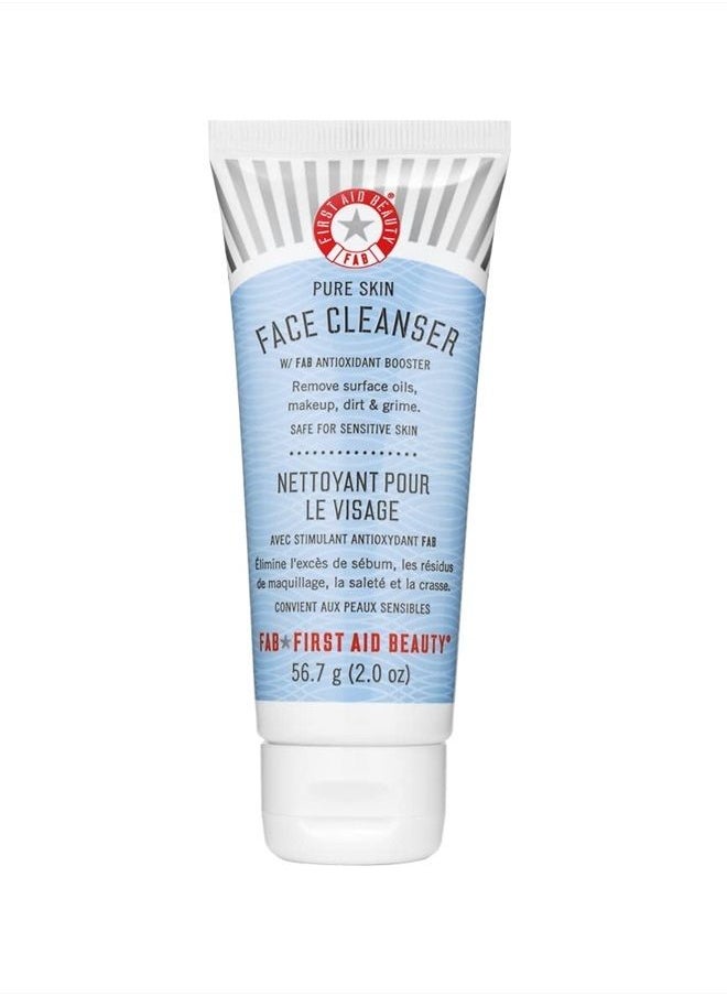 First Aid Beauty Pure Skin Face Cleanser, Sensitive Skin Cream Cleanser with Antioxidant Booster, Travel Size, 2 oz  - Image 1