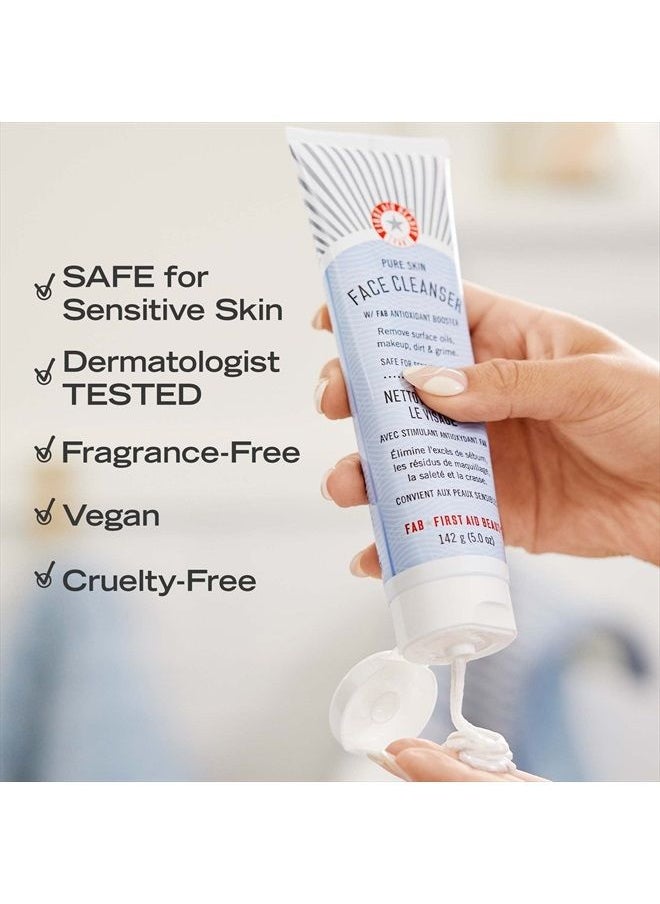 First Aid Beauty Pure Skin Face Cleanser, Sensitive Skin Cream Cleanser with Antioxidant Booster, Travel Size, 2 oz  - Image 5