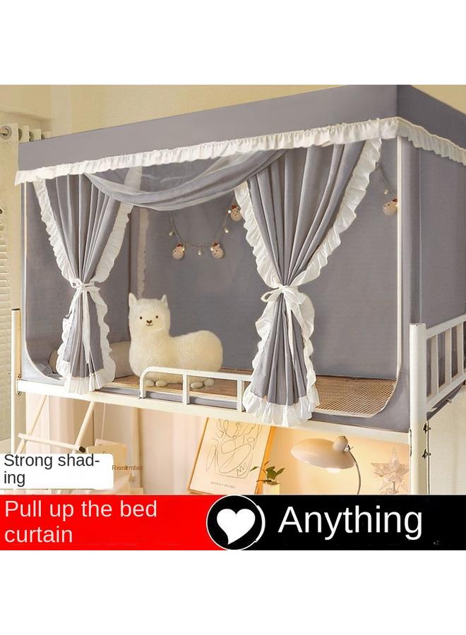 Bluejw Student Dormitory Mosquito Net Closed Full Shading Bed Curtain Integrated Bedroom Single Upper And Lower Bent Universal Super Thick Bed Curtain - Image 1