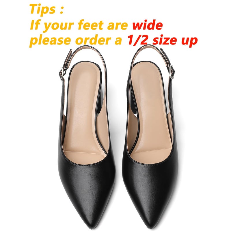 Mostrin Black Block Slingback Heels for Women Pointed Closed Toe Chunky Heels Office Work Shoes Women's Pumps for Business Casual - Image 5