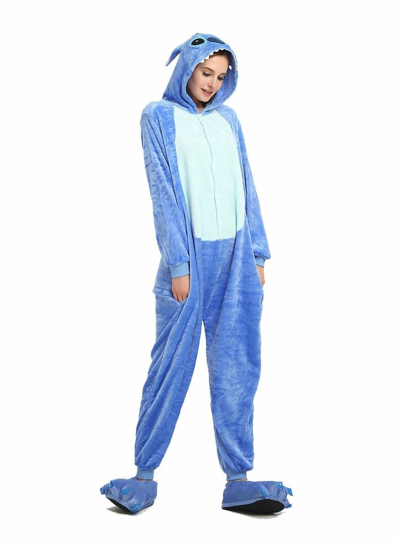Captaintech Adult Stitch Onesie Pajamas Cartoon Animal Bodysuit Cosplay Costumes Unisex Adult Teenagers Party Wear Blue Sleepwear - Image 2
