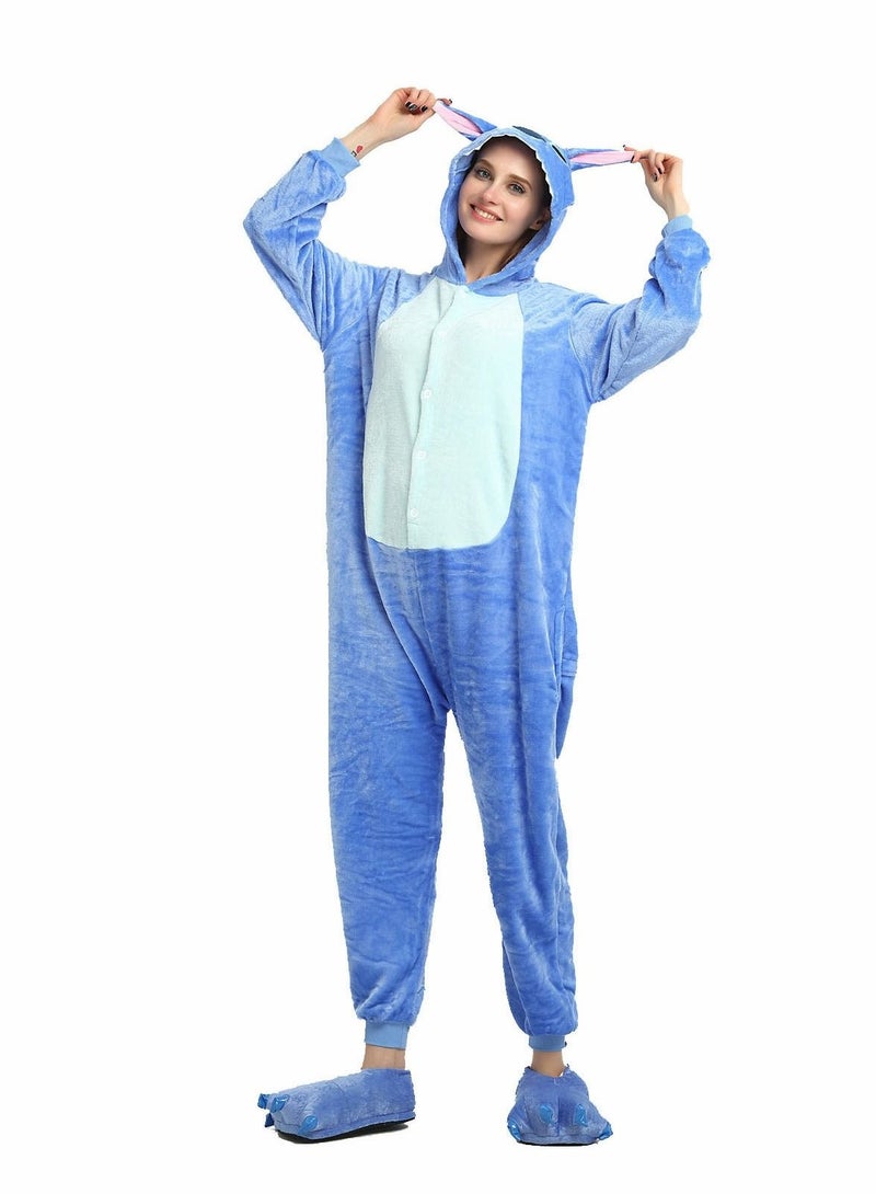 Captaintech Adult Stitch Onesie Pajamas Cartoon Animal Bodysuit Cosplay Costumes Unisex Adult Teenagers Party Wear Blue Sleepwear - Image 5