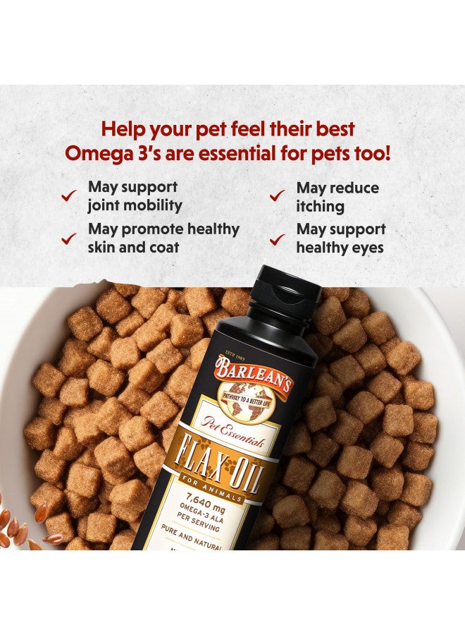 BARLEAN'S Barlean's Flaxseed Oil for Animals, Pet Essential Liquid Omega 3 Fatty Acids Cat and Dog Oil Supplements for Skin and Coat, Omega 3 for Dogs, Cats and Other Pets, 12 oz - Image 4