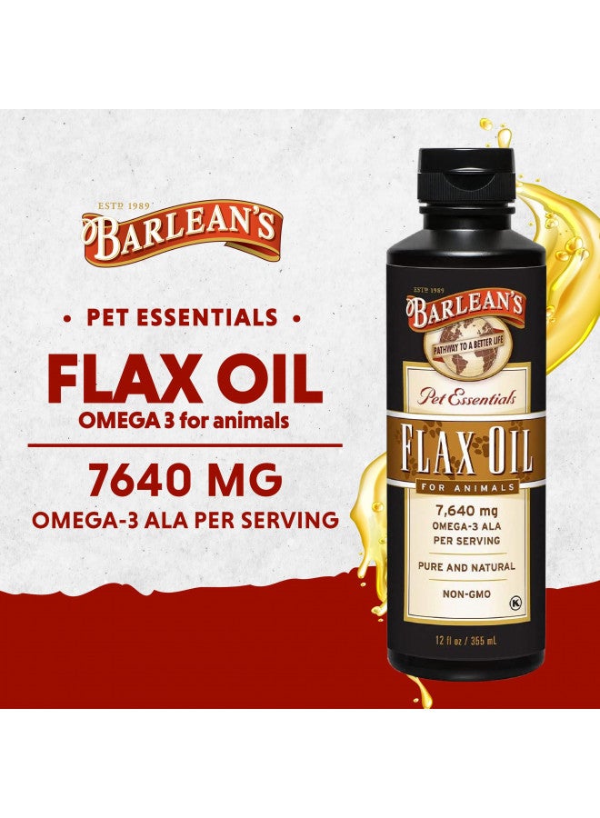 BARLEAN'S Barlean's Flaxseed Oil for Animals, Pet Essential Liquid Omega 3 Fatty Acids Cat and Dog Oil Supplements for Skin and Coat, Omega 3 for Dogs, Cats and Other Pets, 12 oz - Image 2