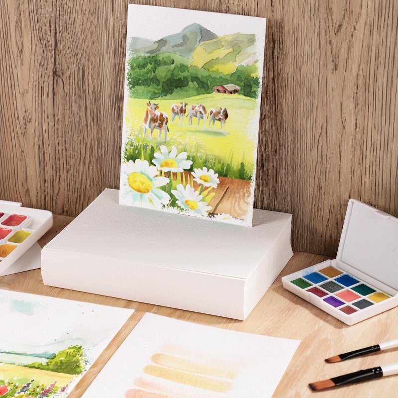Prudiut 80 Sheets Watercolor Paper Bulk, 5 x 7 in, 110 Lb/230 GSM, Cold Press - Image 5