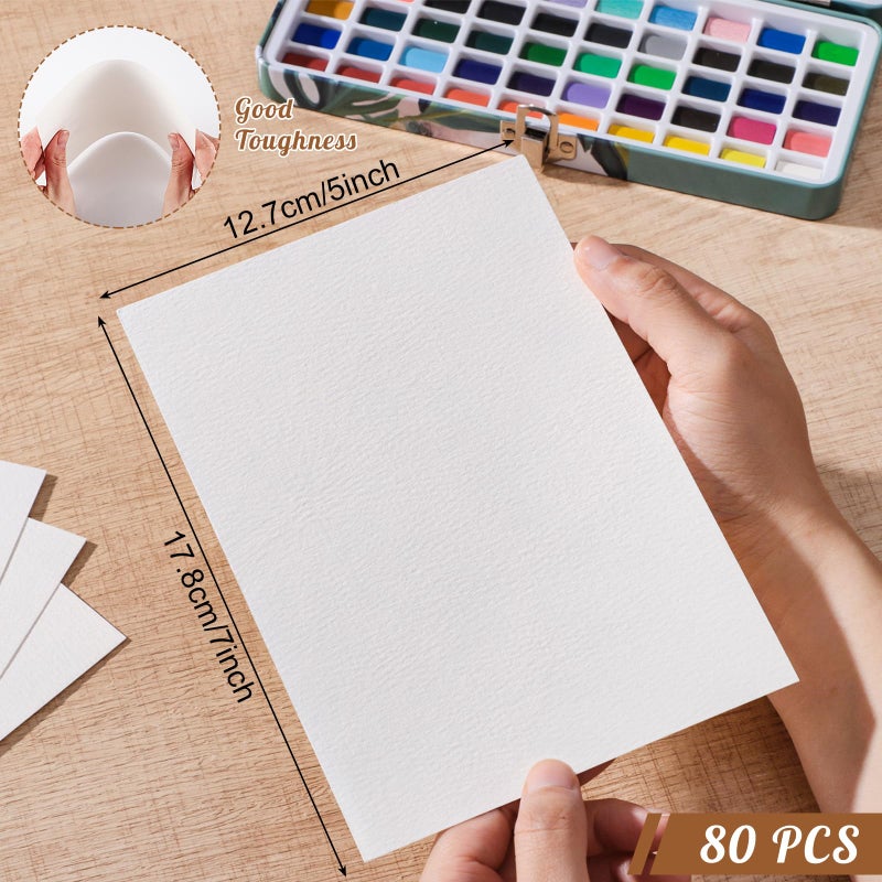 Prudiut 80 Sheets Watercolor Paper Bulk, 5 x 7 in, 110 Lb/230 GSM, Cold Press - Image 2