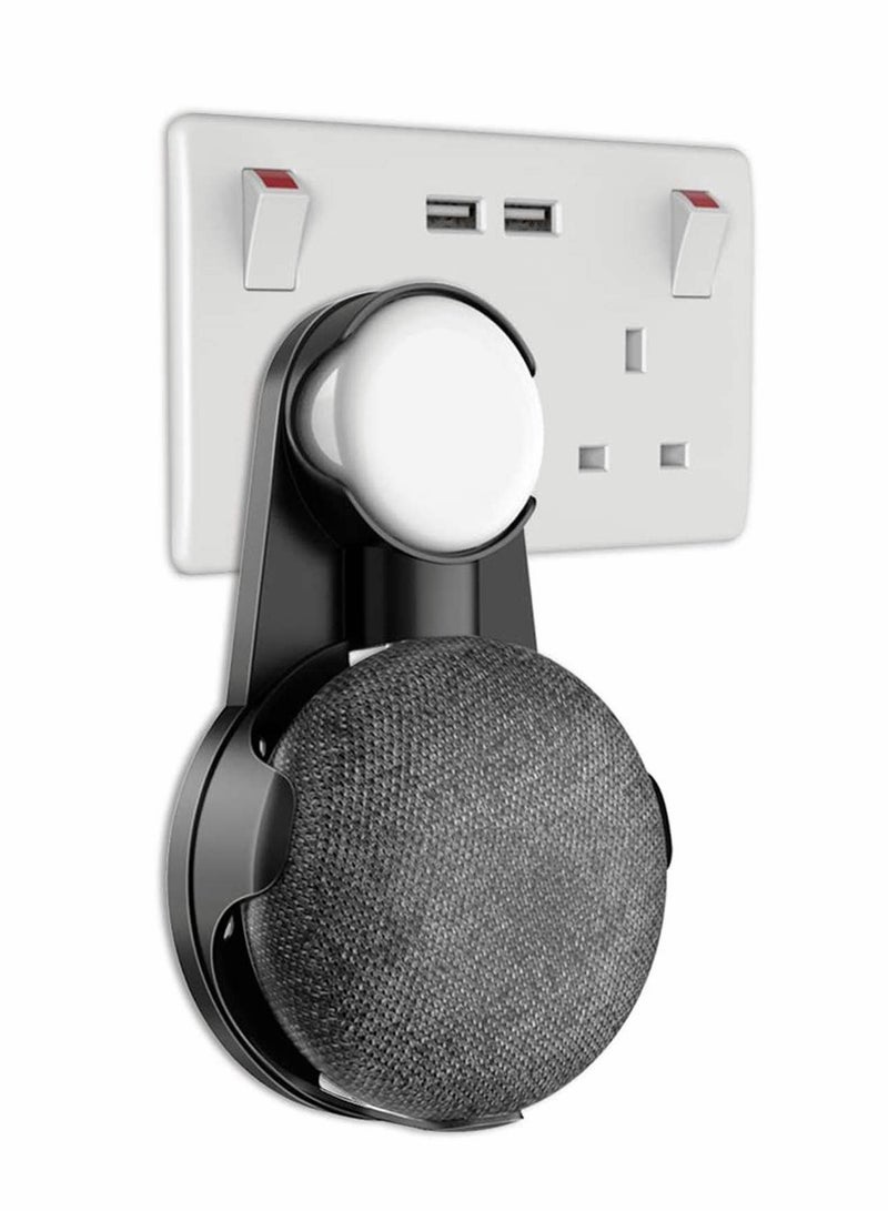 KASTWAVE Socket Wall Mount Holder Stand Hanger Plug in Kitchen Bathroom Bedroom, Hides the Long Cord, for Google Home Mini, Nest Mini (2nd gen) - Black - Image 1