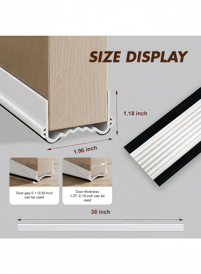 Peachjoy Door Bottom Seal, Wind and Noise Barrier, 1m for Door Bottom, Free Cut Length, Under Door Noise Barrier (White)  - Image 2