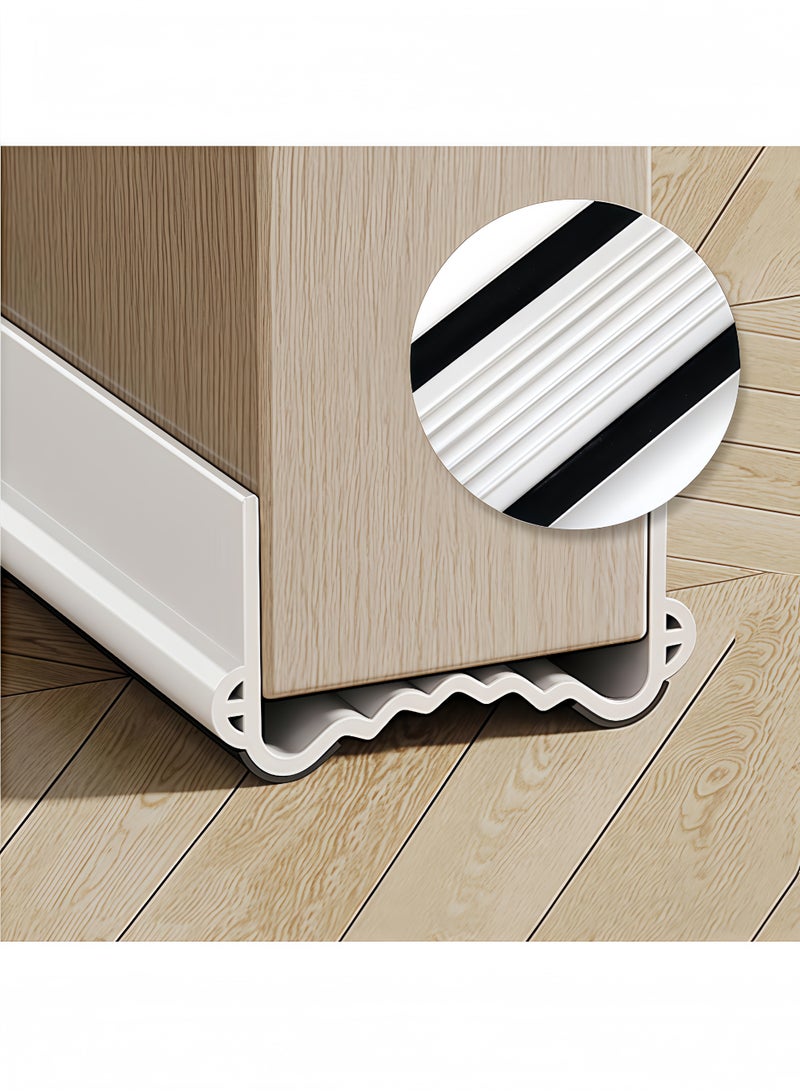 Peachjoy Door Bottom Seal, Wind and Noise Barrier, 1m for Door Bottom, Free Cut Length, Under Door Noise Barrier (White)  - Image 1