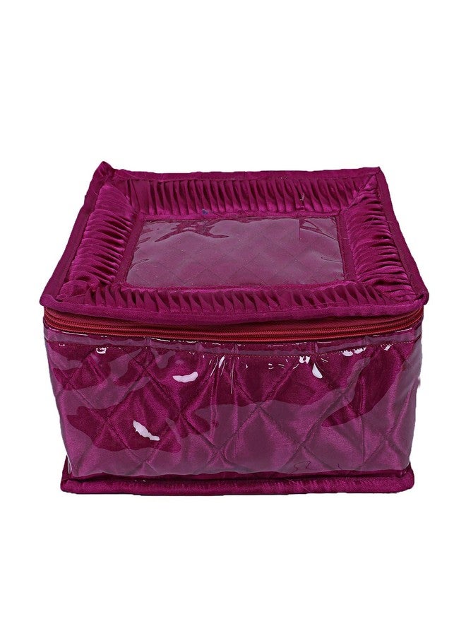 Ansari Handcraft Vanity Box for Keeping Jewellery with 11 Zipped Pouches Pink - Image 4