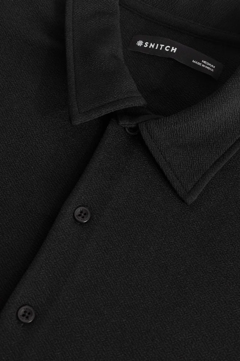SNITCH Poloshique Black Plain Polo T-Shirt