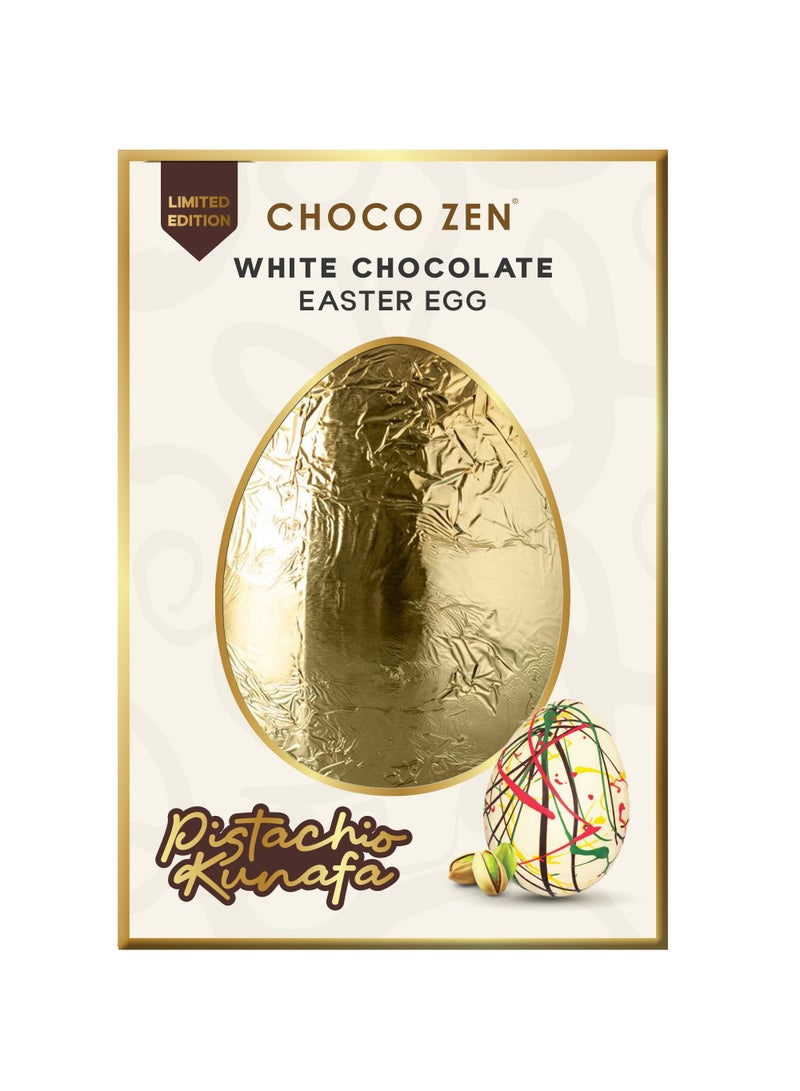 Choco Zen Dubai Pistachio Kunafa White Chocolate Easter Egg (260g) – Premium Creamy White Chocolate with Pistachio - Image 2