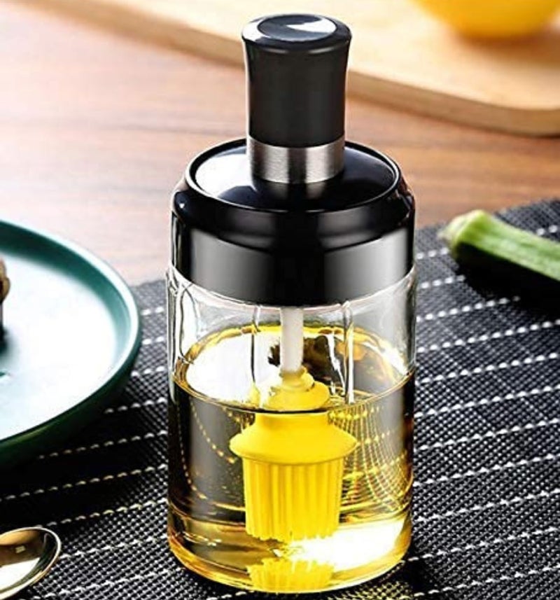 STARKENDY 250 ml Glass Oil Dispenser with Basting Brush, Oil Ghee Containers for Kitchen Brush for BBQ Pastry Grill Baking Cooking (Pack Of 1) - Image 1