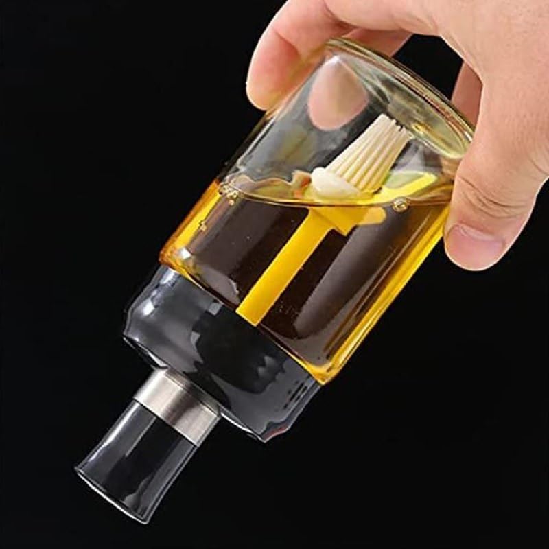 STARKENDY 250 ml Glass Oil Dispenser with Basting Brush, Oil Ghee Containers for Kitchen Brush for BBQ Pastry Grill Baking Cooking (Pack Of 1) - Image 3