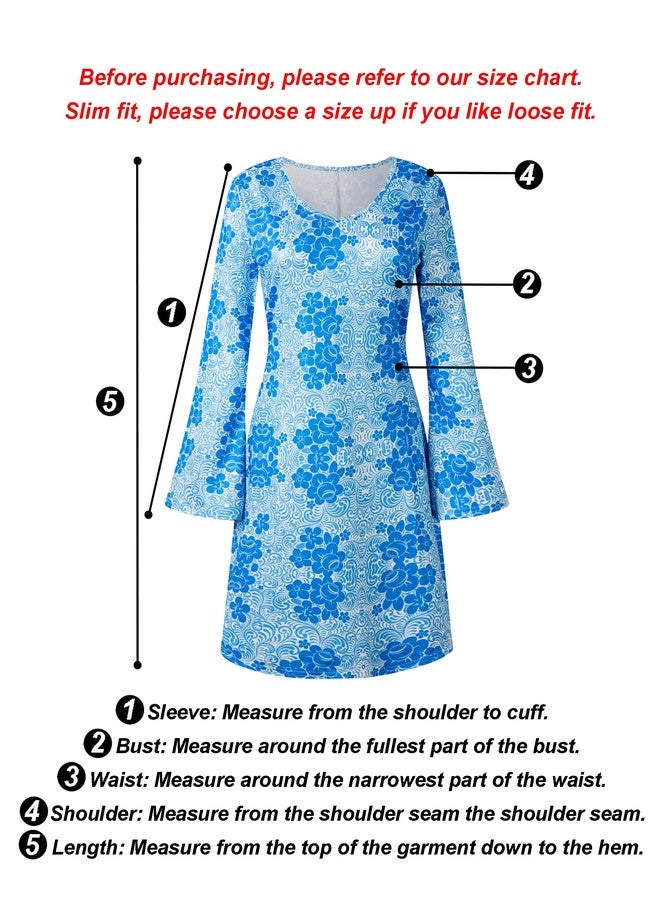 Deerjoke 60s 70s Disco Outfit Hippie Costume Women, 1970 Style Clothes Dress Peace Sign Accessories Jewelry Halloween (Blue, Large) - Image 2