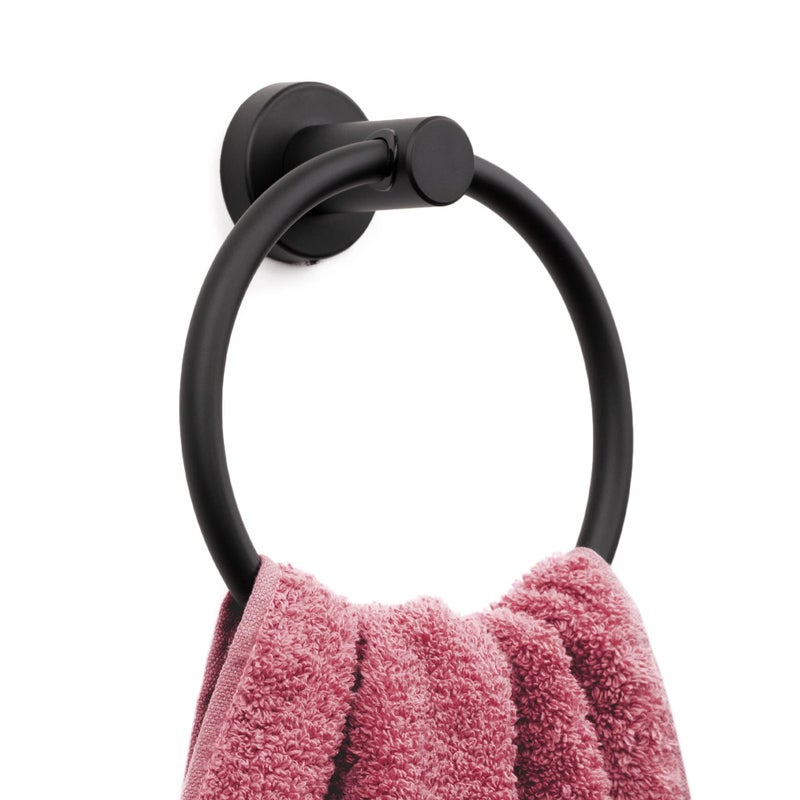 MARMOLUX ACC Matte Black Towel Ring SUS304 Stainless Steel Wall Mounted Hand Towel Holder for Bathroom Kitchen Bathroom Towel Rack Black Towel Hanger Bathroom Towel Holder Hand Towel Rack