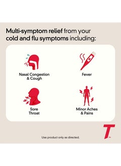 TYLENOL Cold + Flu Severe Medicine Caplets for Cold, Flu, Fever & Cough Relief, 50 Pouches of 2 ct.  - Image 4