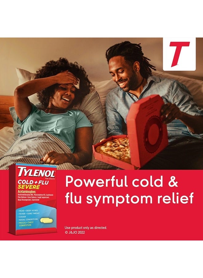 TYLENOL أقراص دواء البرد والإنفلونزا الشديدة لتخفيف أعراض البرد والإنفلونزا والحمى والسعال، 50 كيسًا من 2 قطعة.  - Image 3