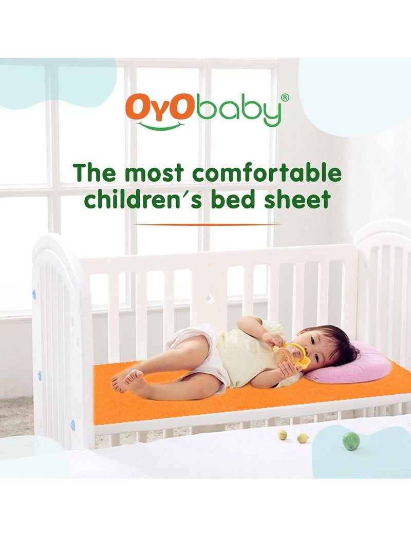 OYO BABY Toddler Baby Bed Sheet with Water Resistant and Easily Washable Dry Sheet, Extra Absorbent Washable Dry Sheet | Soft and Fleece Baby Bed Sheet for Toddler Kids, Large Size 140 X 100cm, Peach - Image 4