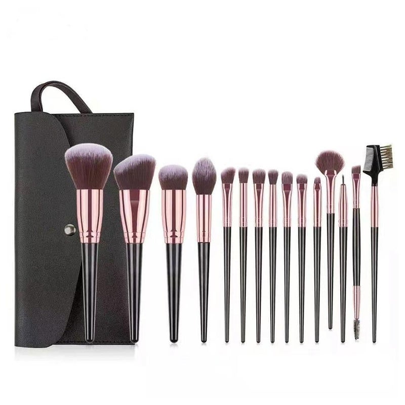 15 professional makeup brush set Black