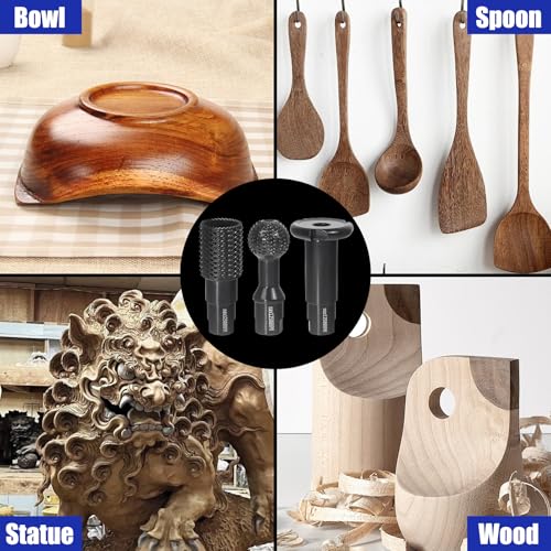 Pomsare 3 PCS Upgraded Wood Grinder Ball Gouge with 5/8-11 Thread for 4 1/2 and 5 Inch Angle Grinder Attachments, Power Carving Tools with Sphere Rotary Burr Carbide Steel Electric for Wood Hollowing Slotting - Image 5